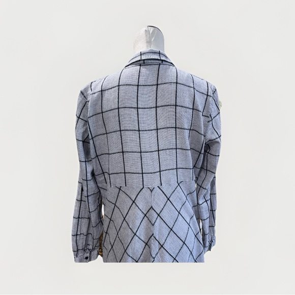 Sundance Grey‎ Black Windowpane Check Dress Tunic Top Cotton Hi Lo Large - Picture 5 of 13